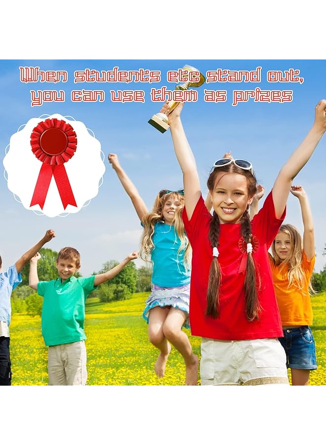 erorex 12 Pieces Blank Award Ribbons 1St Place Rosette Ribbon Prize Deluxe Recognition Ribbons For Competition Sports Event School Contests Red - Image 3