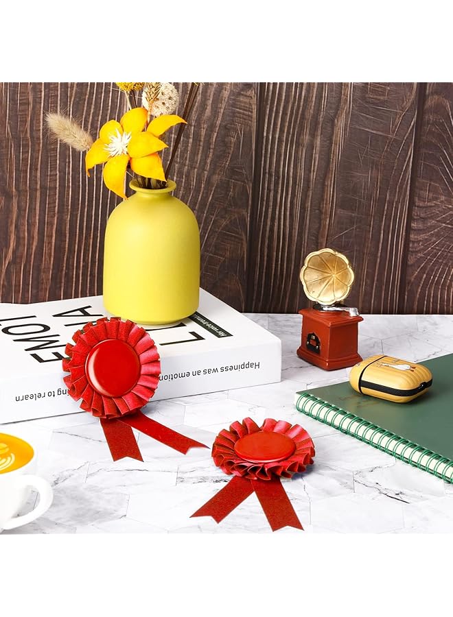 erorex 12 Pieces Blank Award Ribbons 1St Place Rosette Ribbon Prize Deluxe Recognition Ribbons For Competition Sports Event School Contests Red - Image 5