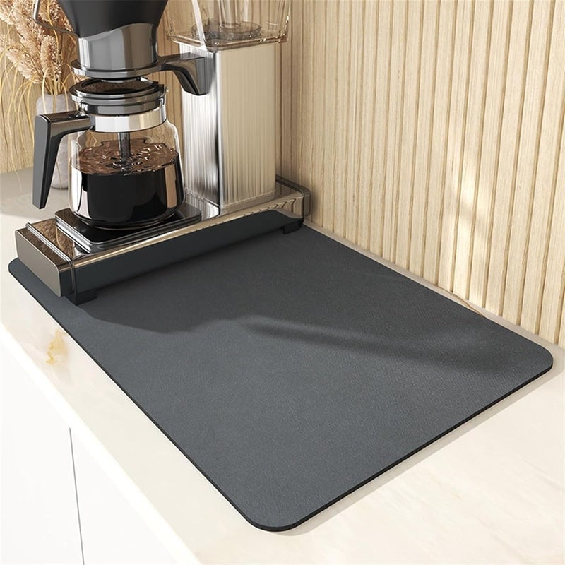 HaRvic HaRvic Dish Drying Mat for Kitchen Counter Water Absorbing Rubber Backed Quick Drying Dish Mat with NonSlip Hide Stain Dining Table Mat Size 30 x 40 Black  - Image 1