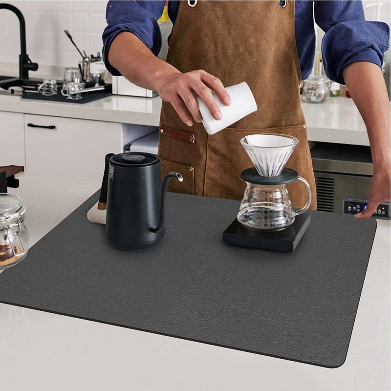 HaRvic HaRvic Dish Drying Mat for Kitchen Counter Water Absorbing Rubber Backed Quick Drying Dish Mat with NonSlip Hide Stain Dining Table Mat Size 30 x 40 Black  - Image 5