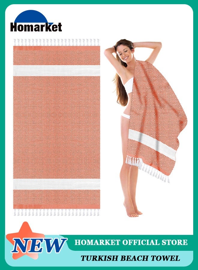 هومار كيت Turkish Beach Towel - Turkish Cotton - 39x71 inch Oversized - Turkish Towel for Beach, Bath, Pool, Gym, Yoga - Prewashed, Lightweight, Quick Dry  - Image 1