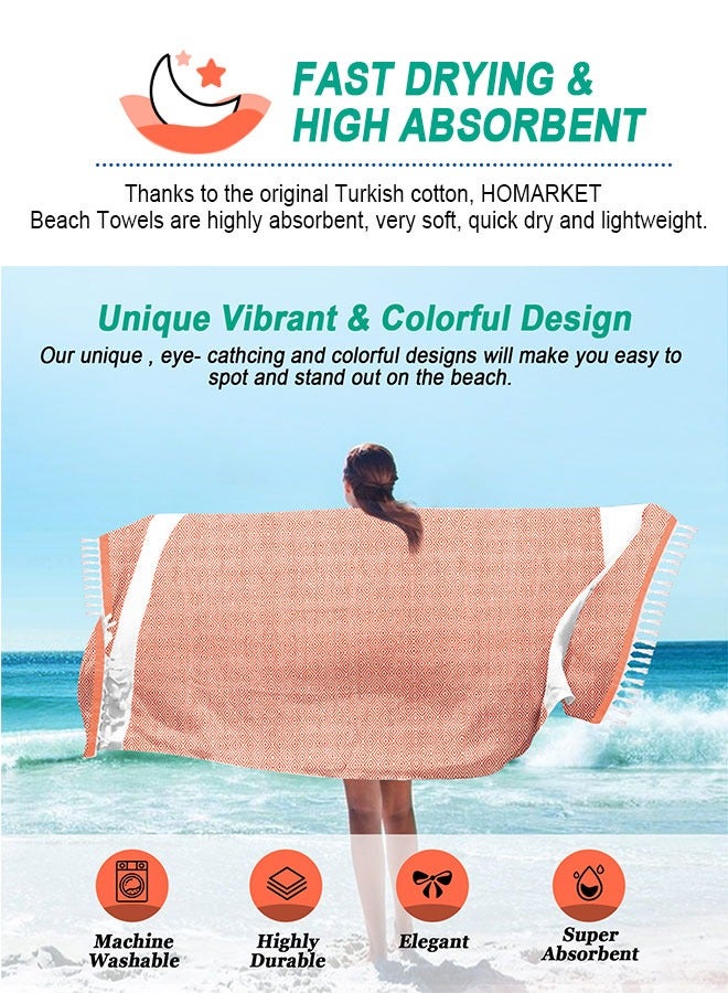 هومار كيت Turkish Beach Towel - Turkish Cotton - 39x71 inch Oversized - Turkish Towel for Beach, Bath, Pool, Gym, Yoga - Prewashed, Lightweight, Quick Dry  - Image 2