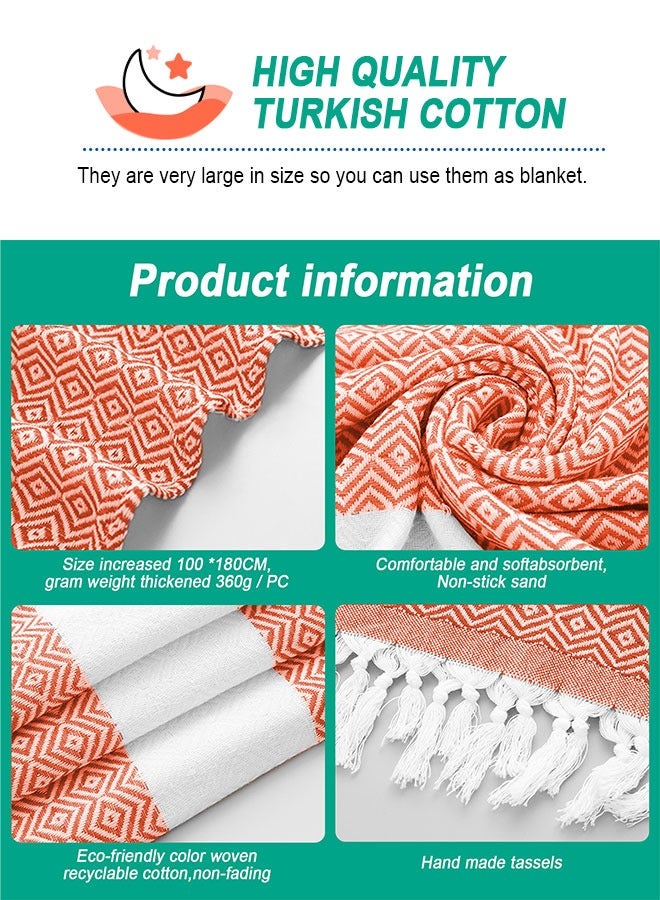هومار كيت Turkish Beach Towel - Turkish Cotton - 39x71 inch Oversized - Turkish Towel for Beach, Bath, Pool, Gym, Yoga - Prewashed, Lightweight, Quick Dry  - Image 3