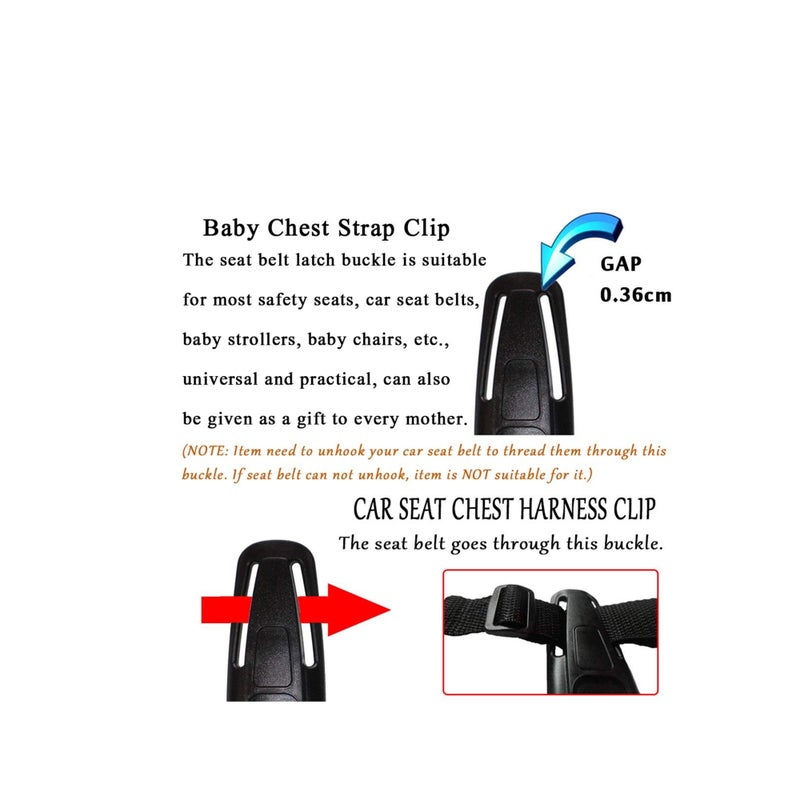 SOLARAE Car Safety Seat Strap Belt Lock Baby Child Harness Chest Clip Safe Buckle Black - Image 5