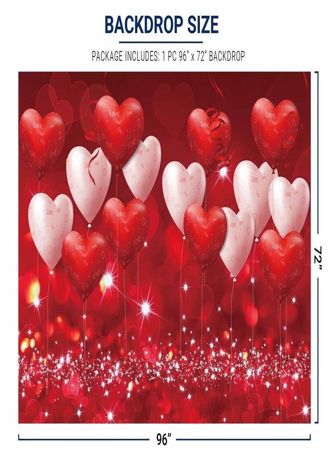Allenjoy 8x6ft Fabric Valentine's Day Backdrop Red Hearts Balloons Love Theme Party Supplies for Engagement Wedding Bridal Shower Photography Background Studio Portrait Pictures Shoot Props Favors - Image 3