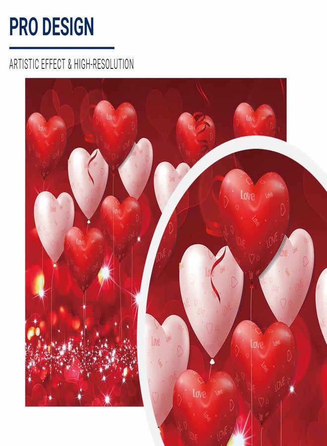 Allenjoy 8x6ft Fabric Valentine's Day Backdrop Red Hearts Balloons Love Theme Party Supplies for Engagement Wedding Bridal Shower Photography Background Studio Portrait Pictures Shoot Props Favors - Image 2