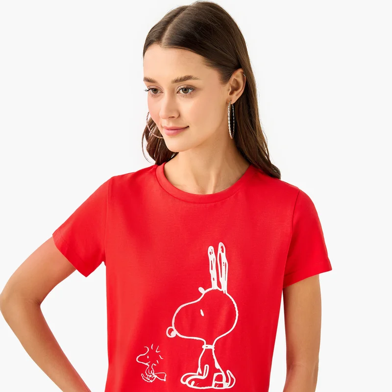 SP Characters Peanuts Print Crew Neck T-shirt