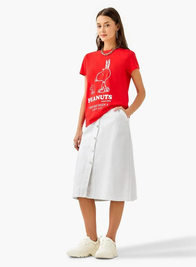 SP Characters Peanuts Print Crew Neck T-shirt