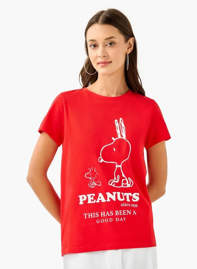 SP Characters Peanuts Print Crew Neck T-shirt