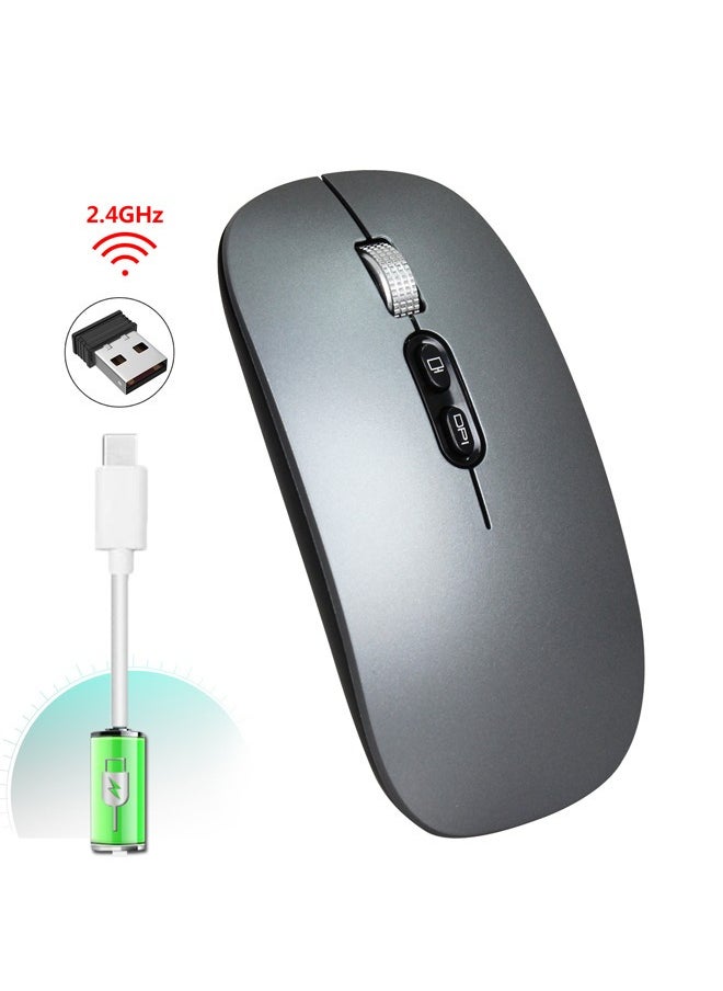 Rock Pow Wireless Mouse Mouse 2.4GHz Super Silent Wireless Optical Mouse with USB C Adapter Receiver Portable Mouse with 3-Adjustable DPI for Laptop PC Computer  - Image 1