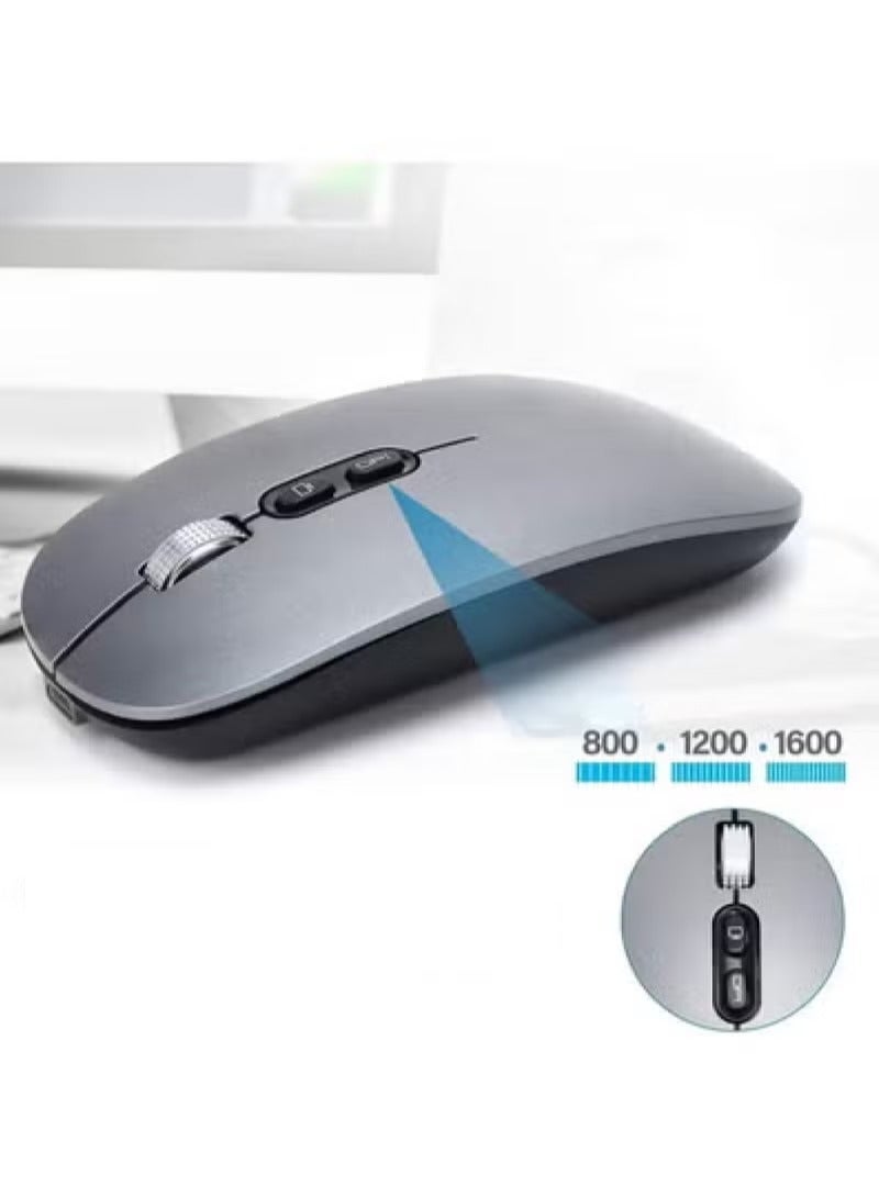 روك بو ماوس لاسلكي ماوس 2.4 جيجا هرتز ماوس بصري لاسلكي فائق الصمت مع محول USB C جهاز استقبال ماوس محمول مع 3 وحدات DPI قابلة للتعديل لأجهزة الكمبيوتر المحمول والكمبيوتر - Image 2