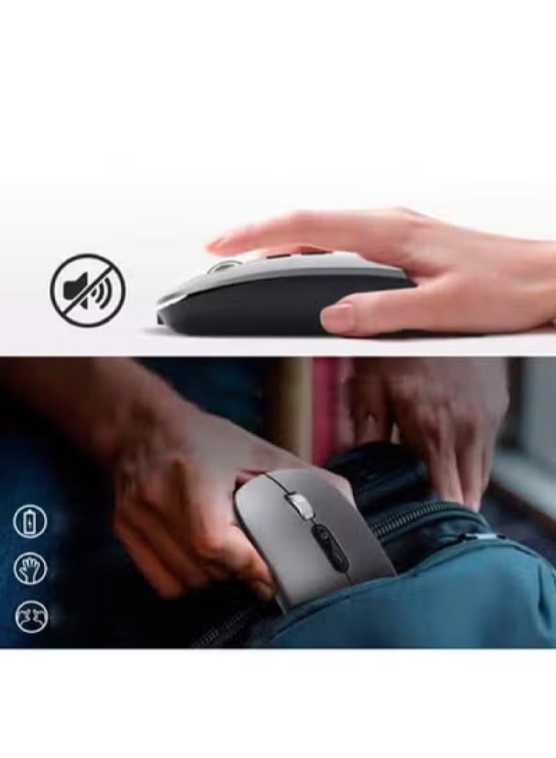 روك بو ماوس لاسلكي ماوس 2.4 جيجا هرتز ماوس بصري لاسلكي فائق الصمت مع محول USB C جهاز استقبال ماوس محمول مع 3 وحدات DPI قابلة للتعديل لأجهزة الكمبيوتر المحمول والكمبيوتر - Image 3