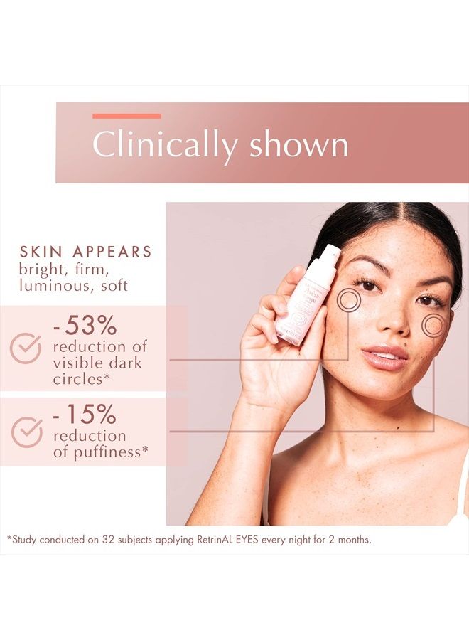 Eau Thermale Avene - RetrinAL EYES - Retinaldehyde & Hyaluronic Acid - Minimizes Appearance of Under-Eye Lines, Puffiness & Dark Circles - 0.5 Fl Oz (Pack of 1)