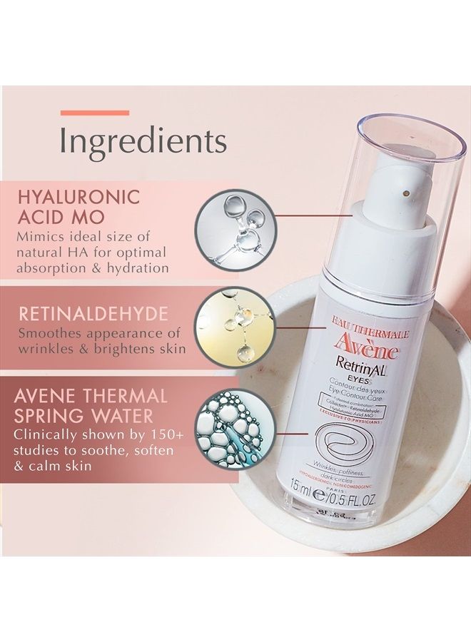 Eau Thermale Avene - RetrinAL EYES - Retinaldehyde & Hyaluronic Acid - Minimizes Appearance of Under-Eye Lines, Puffiness & Dark Circles - 0.5 Fl Oz (Pack of 1)