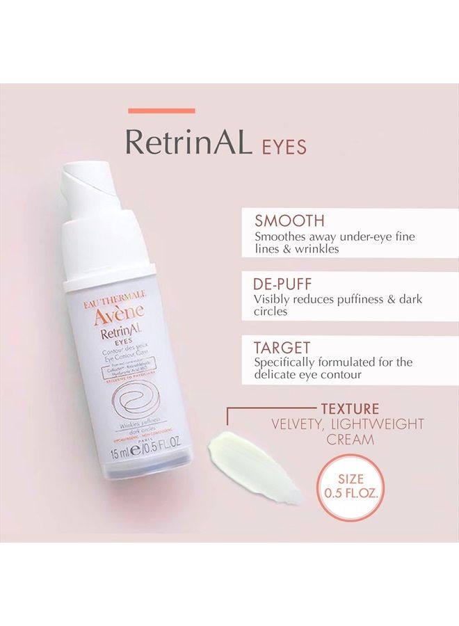 Eau Thermale Avene - RetrinAL EYES - Retinaldehyde & Hyaluronic Acid - Minimizes Appearance of Under-Eye Lines, Puffiness & Dark Circles - 0.5 Fl Oz (Pack of 1)