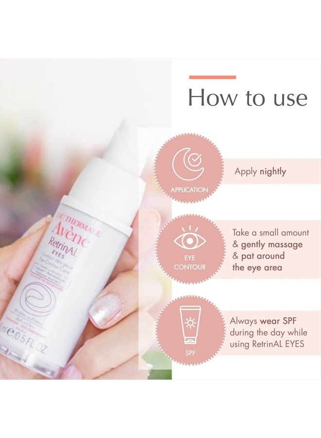 Eau Thermale Avene - RetrinAL EYES - Retinaldehyde & Hyaluronic Acid - Minimizes Appearance of Under-Eye Lines, Puffiness & Dark Circles - 0.5 Fl Oz (Pack of 1)