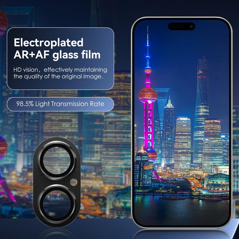 CloudValley for iPhone 16 /iPhone 16 Plus Camera Lens Protector, [AR+AF 98% Transmittance] [Full Coverage] Ultra-HD Tempered Glass Cover, Metal Lens Screen Protective,Black - Image 5