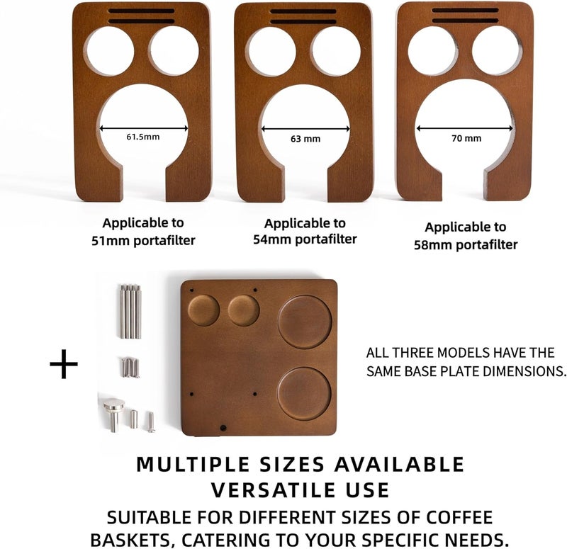 NEOUZA Coffee Tamping Station 54mm 7-in-1 Storage, for Breville Sage BES880/878/875/870/840, Height Adjustable, Solid Wood - Image 2