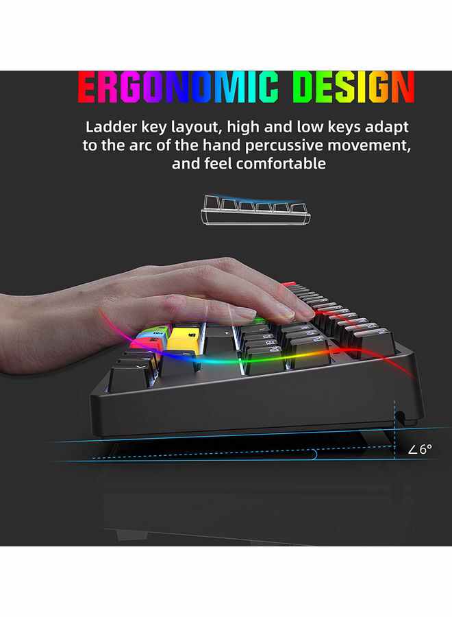 NIBEMINENT 87-Keys Wired Mechanical Keyboard White/Yellow/Red  - Image 2