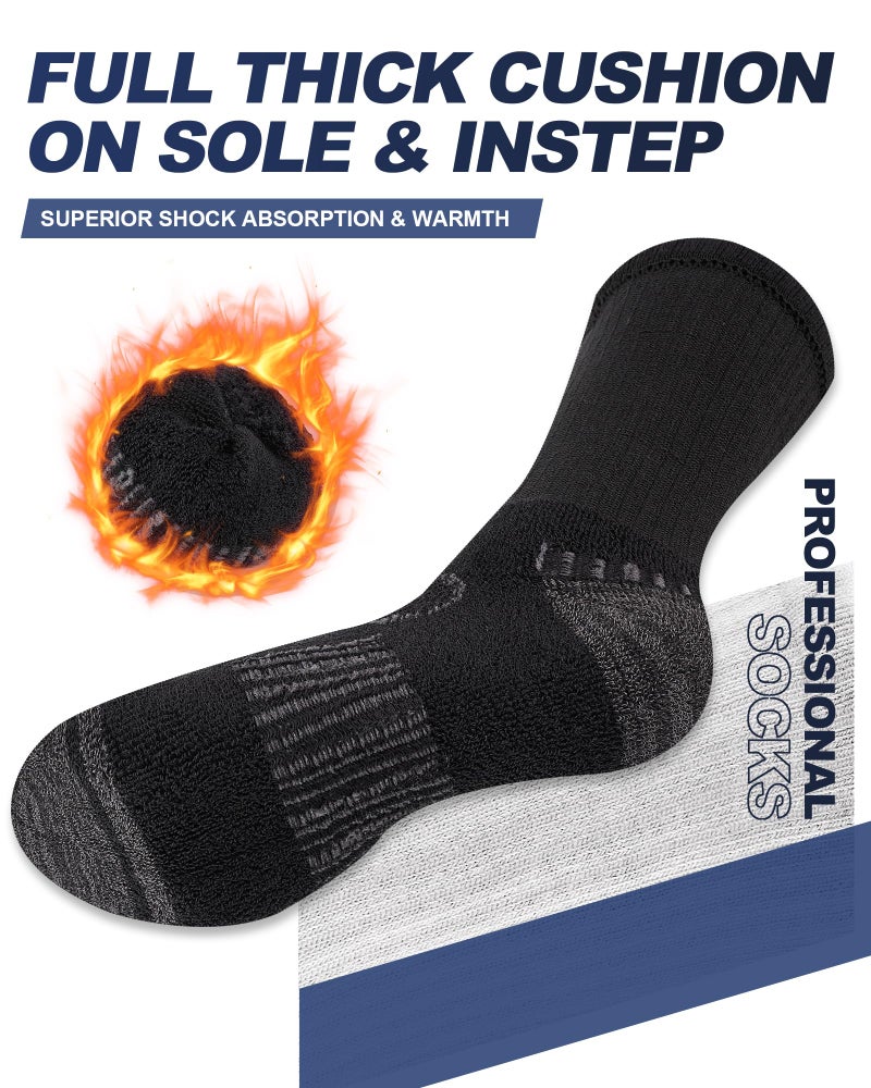 Cirorld Mens Cotton Boot Crew Socks, 5 Pairs Full Cushion Socks Moisture-Wicking & Reinforced for Work Hiking Walking Outdoor - Image 5