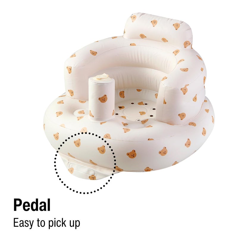 PandaEar Inflatable Baby Seat for 3 Months+, Blow Up Infant Chair Toddler Floor Seats with Built in Air Pump for Sitting Up, Bear - Image 3