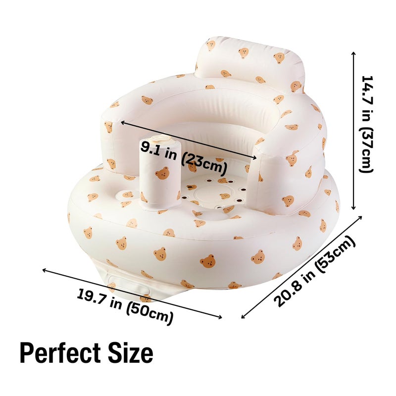 PandaEar Inflatable Baby Seat for 3 Months+, Blow Up Infant Chair Toddler Floor Seats with Built in Air Pump for Sitting Up, Bear - Image 5