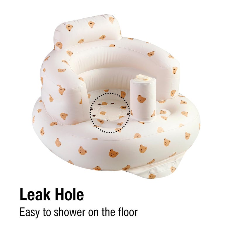 PandaEar Inflatable Baby Seat for 3 Months+, Blow Up Infant Chair Toddler Floor Seats with Built in Air Pump for Sitting Up, Bear - Image 4