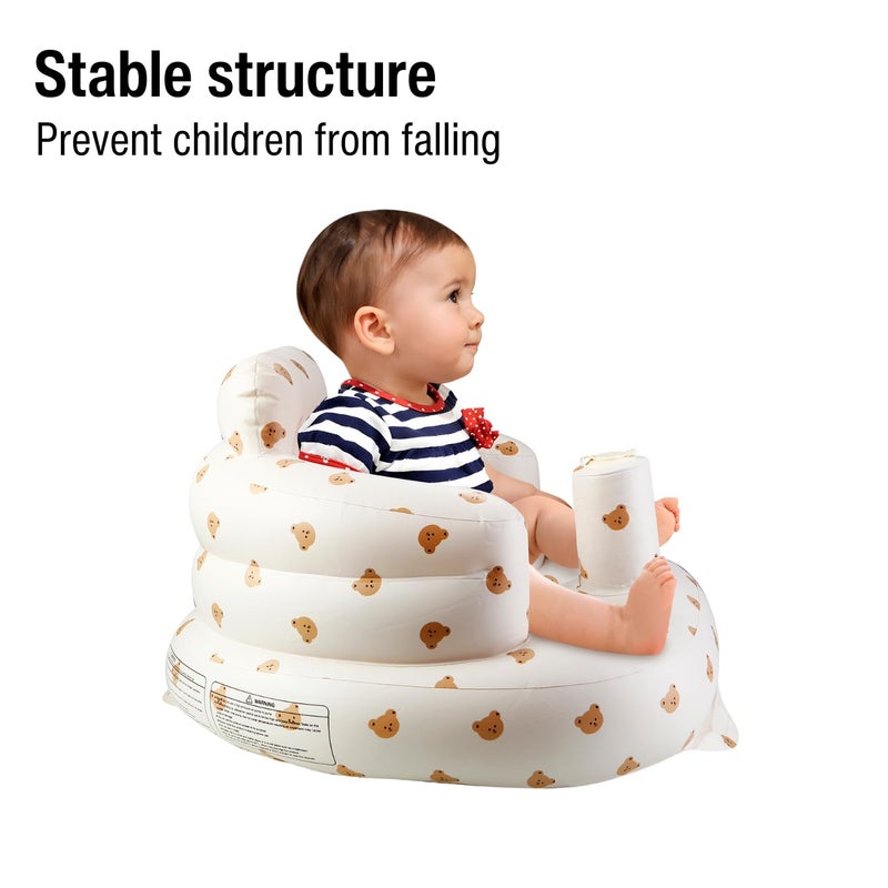 PandaEar Inflatable Baby Seat for 3 Months+, Blow Up Infant Chair Toddler Floor Seats with Built in Air Pump for Sitting Up, Bear - Image 2