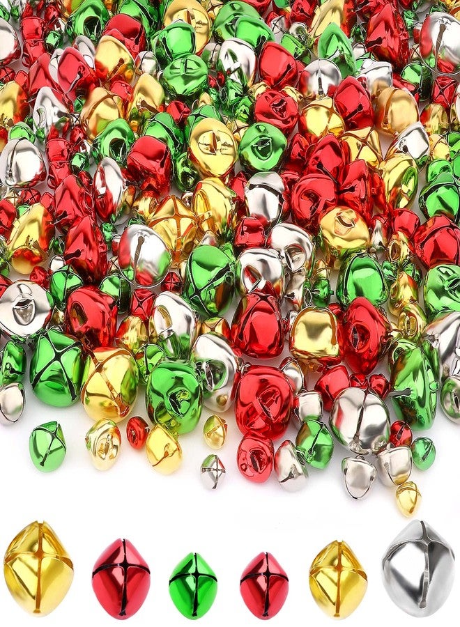 Augshy 240 Pieces Colorful Jingle Bells 4 Colors Mixed Craft Bell Bulk for Christmas Home and Pet Decorations Xmas Decor Party Favors Supplies (0.4/0.6/1 inch) - Image 1