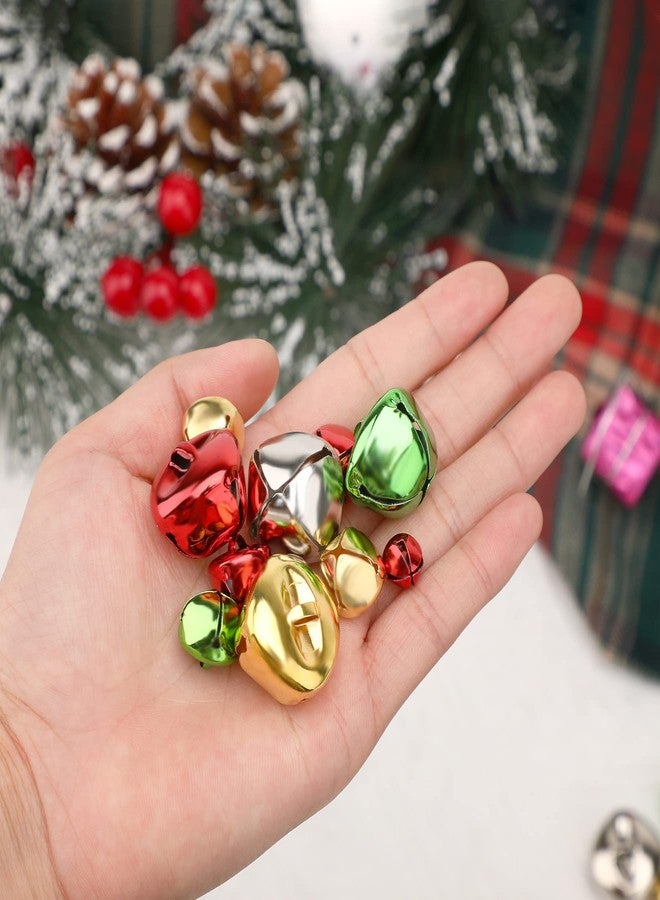 Augshy 240 Pieces Colorful Jingle Bells 4 Colors Mixed Craft Bell Bulk for Christmas Home and Pet Decorations Xmas Decor Party Favors Supplies (0.4/0.6/1 inch) - Image 3