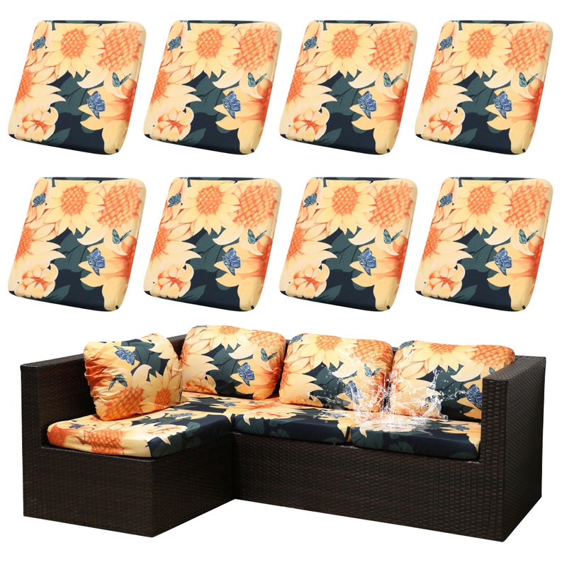 SUKAIKEQA Outdoor Cushion Covers Set,8PCS Waterproof Patio Furniture Couch Seat Slipcovers, Replacement for Sofa Sectional Chair(Coverï¼ŒOnly) - Image 1
