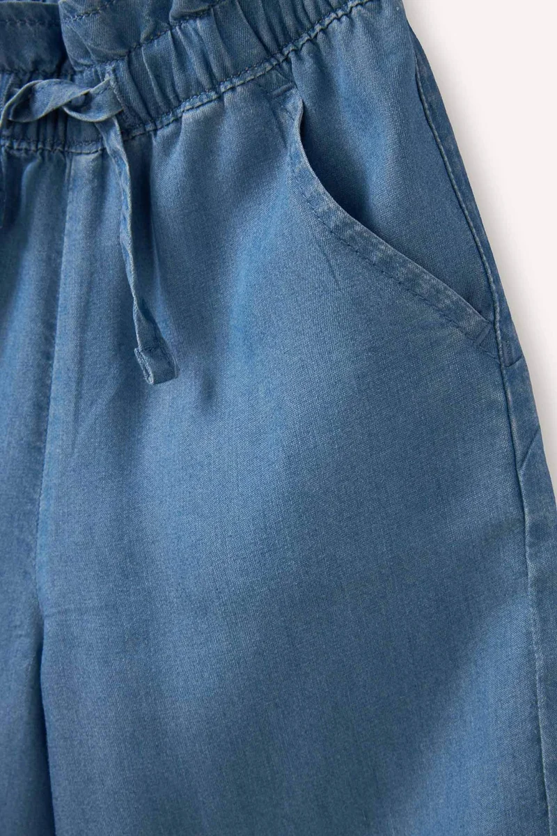 ديفاكتو Baby Girl Paperbag Wide Leg Cotton Trousers
