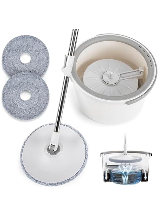 ميكسد الروتاري ممسحة دلو مجموعة تنقية المياه والصرف الصحي فصل ممسحة الألياف رقيق الأرضيات الصلبة ممسحة نظام التنظيف المنزلي مع مقبض قابل للتعديل واثنين من الحشو - Image 1