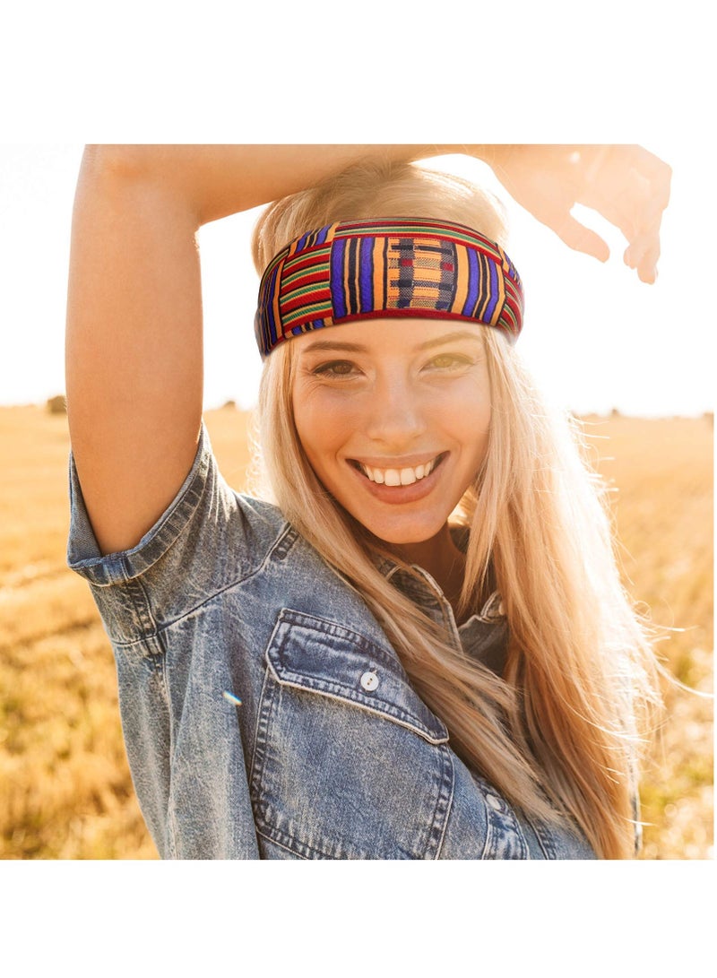 KASTWAVE 8 Pieces African Headband Stretchy Boho Print Hairband Yoga Running Sports Workout Head Grip Band Elastic Turban Headwrap Head Cloth for Women Girls Hair Accessories - Image 5