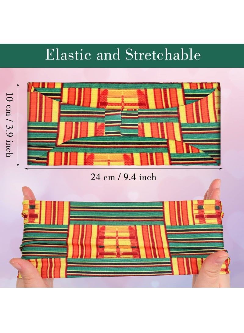 KASTWAVE 8 Pieces African Headband Stretchy Boho Print Hairband Yoga Running Sports Workout Head Grip Band Elastic Turban Headwrap Head Cloth for Women Girls Hair Accessories - Image 3