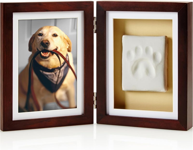 pearhead Dog or Cat Pawprint Tabletop Photo Frame With Clay Imprint Kit, Perfect Keepsake Frame for Pet Lovers, Tabletop Pet Keepsake Picture Frame, Paw Print Making Kit Included, 4" x 6" Photo - Image 1