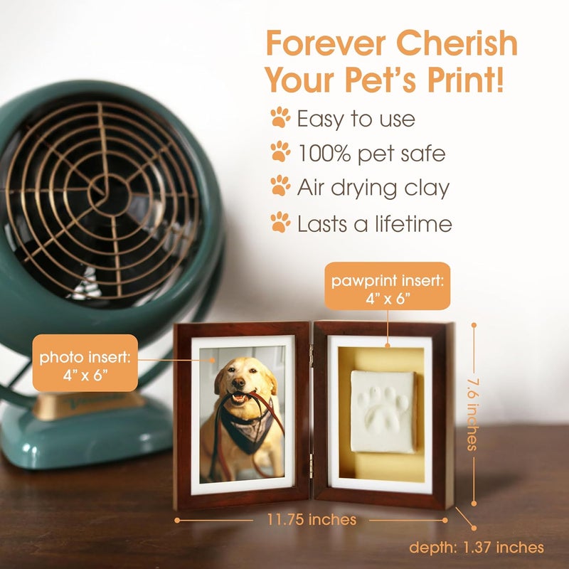 pearhead Dog or Cat Pawprint Tabletop Photo Frame With Clay Imprint Kit, Perfect Keepsake Frame for Pet Lovers, Tabletop Pet Keepsake Picture Frame, Paw Print Making Kit Included, 4" x 6" Photo - Image 3