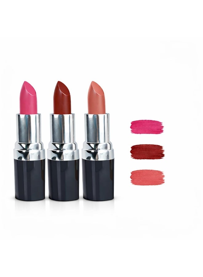 Barva Natural & Moisturising Lipsticks made using Pure Ghee, Kokum butter and Mineral Colours, 4.3g (Passion + Rose Damask + Fuchsia) - Image 1