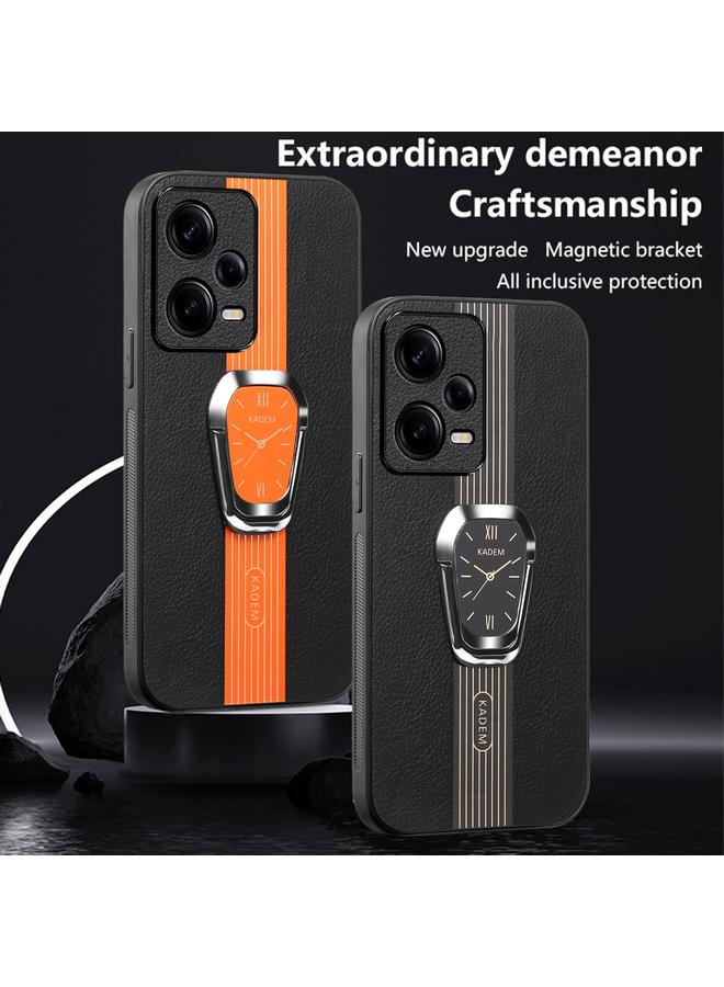 اس-توب جراب خلفي من الجلد الليتشي المغناطيسي العالمي لهاتف Redmi Note 12 Pro 5G مع حامل - Image 3