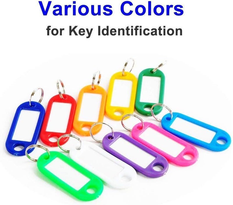 50 Pack Tough Plastic ID Labels Key Tags with Split Ring - 10 Assorted Colors - Image 2