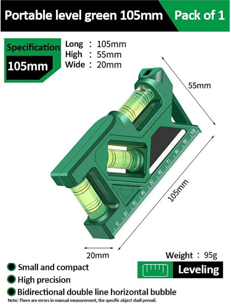 Digital Angle Finder, Portable Magnetic Pocket Level Gauge Mini Protractor With Metric Ruler Woodworking Horizontal & Vertical Measure,Angle Finder(105mm-Green) - Image 2
