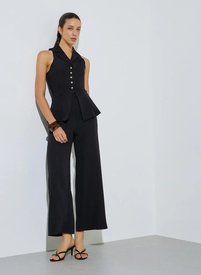 ستايلي Black Solid Wide Leg Pants