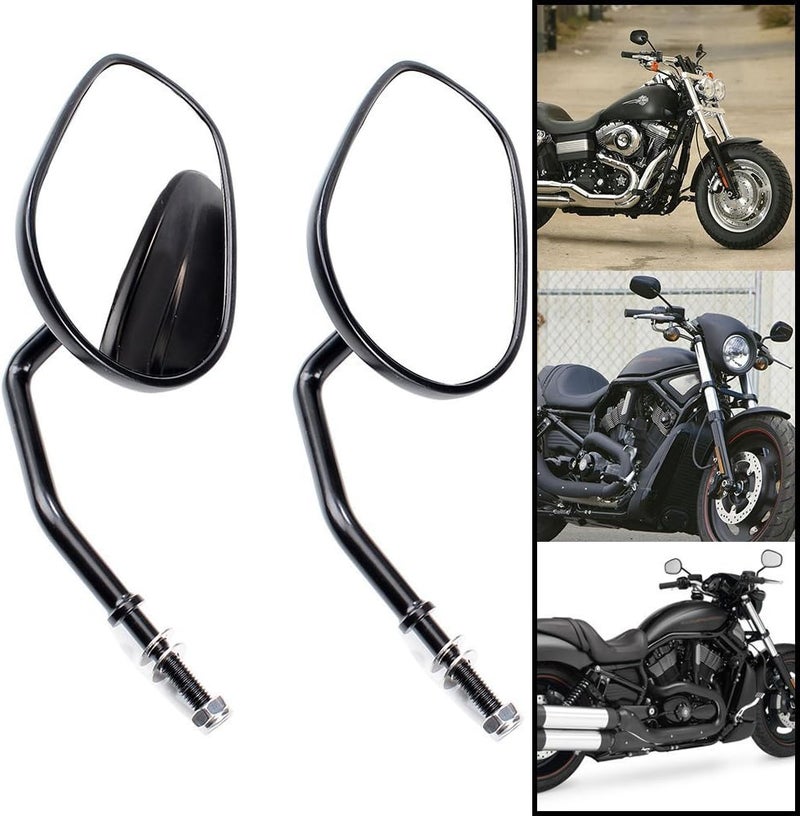 OKSTNO Rearview Mirrors for Harley-Davidson FLSTC FXDB DYNA FXDF FLSTF 8mm (Black) - Image 4