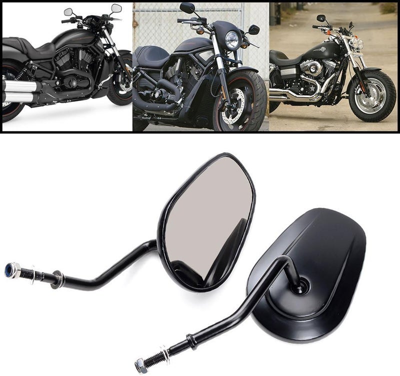 OKSTNO Rearview Mirrors for Harley-Davidson FLSTC FXDB DYNA FXDF FLSTF 8mm (Black) - Image 2