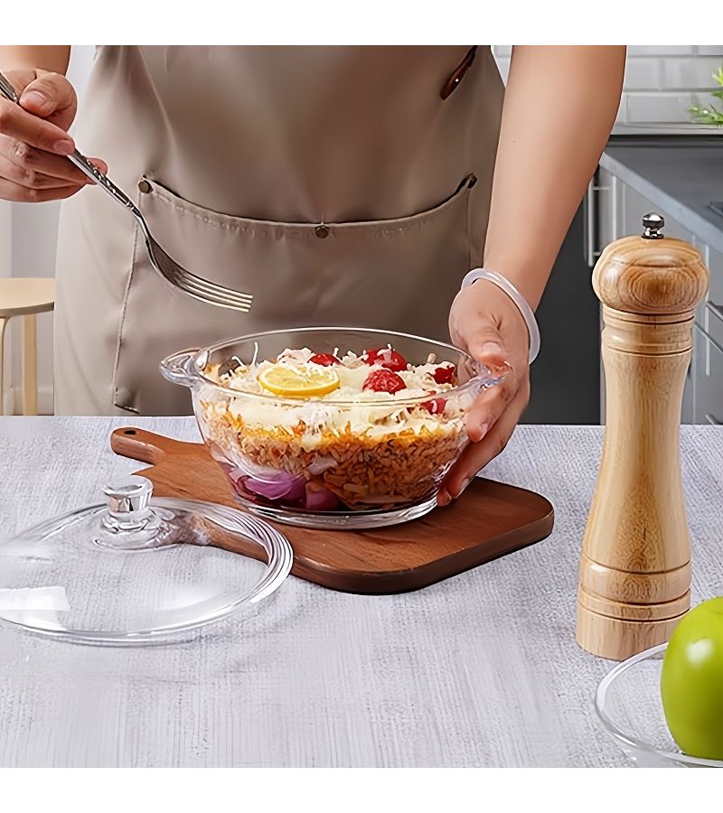 Glass Cooking Pot with Lid 1000ml Capacity Microwave and Oven Safe for Home Kitchen Use - Image 5