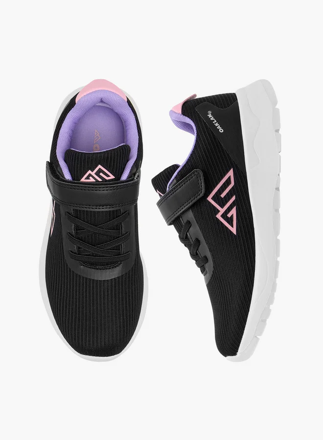 Oaklan by Shoexpress Girls Logo Print Sports Shoes with Hook and Loop Closure