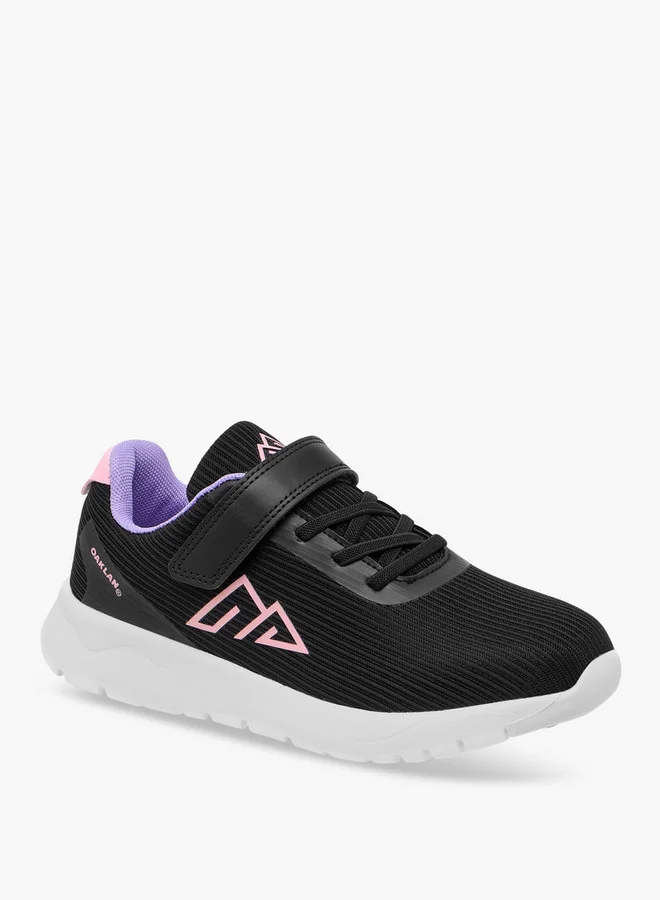 Oaklan by Shoexpress Girls Logo Print Sports Shoes with Hook and Loop Closure