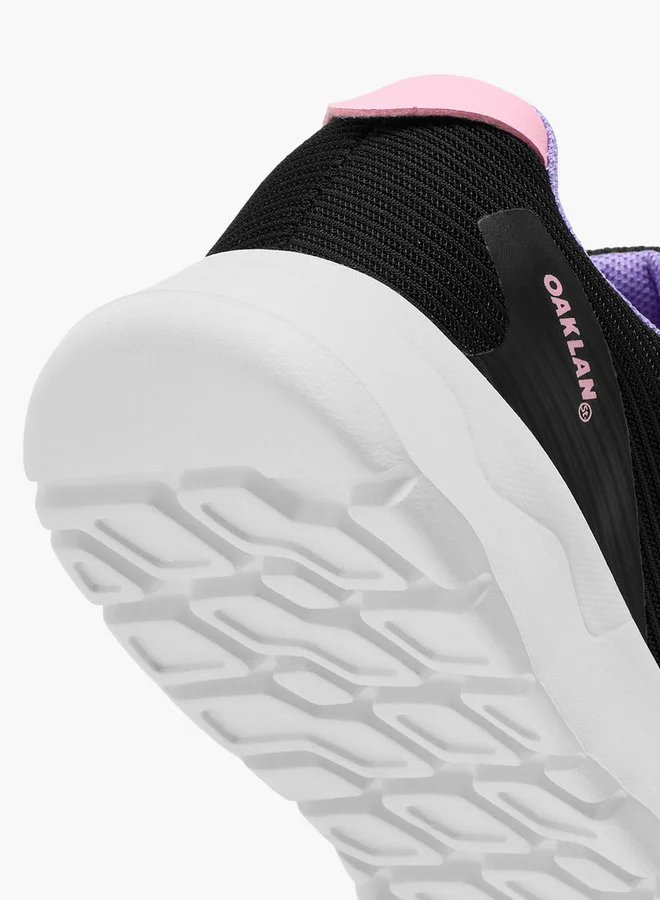 Oaklan by Shoexpress Girls Logo Print Sports Shoes with Hook and Loop Closure