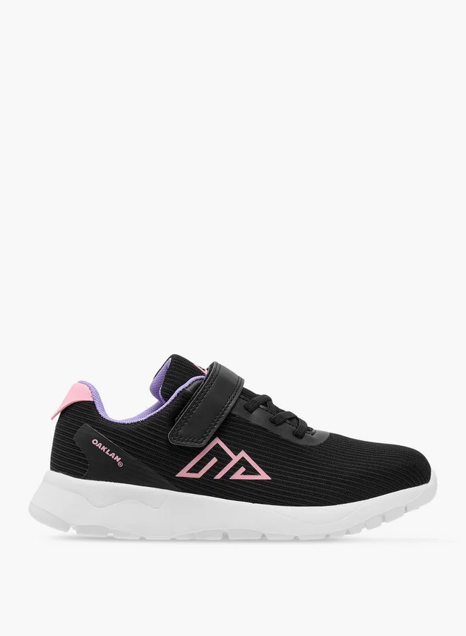 Oaklan by Shoexpress Girls Logo Print Sports Shoes with Hook and Loop Closure