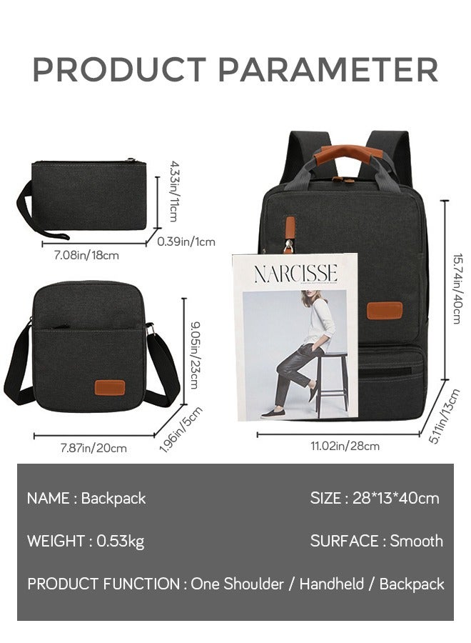 roaiss Versatile 3-Piece Oxford Backpack Set for Men Durable Schoolbag Shoulder Bag and Clutch Ideal for College and Business with Ample Storage and Anti-theft Features  - Image 3